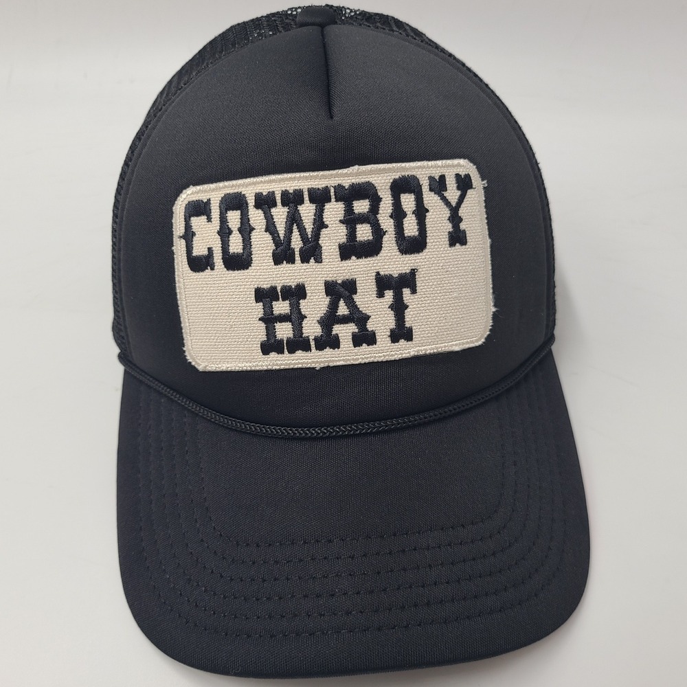 Cowboy Hat Snapback Trucker Mesh Black White Patch Rope Funny Joke Humor Men